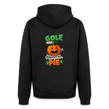 Thanksgiving Golf Golf und Kürbiskuchen - Unisex Premium Bio Zip Hoodie - Schwarz - Hinten - Nico (187cm)