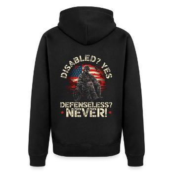 Invalide Veteran Military Soldier Army USA - Unisex Premium Bio Zip Hoodie - Schwarz - Hinten - Nico (187cm)