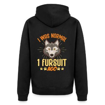 Furry Fandom Fursona Wolf - Unisex Premium Organic Zip Hoodie - black - Back - Nico (187cm)