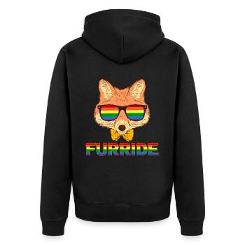 LGBTQ Furry Fandom Fursona Fursuit Fox - Unisex Premium Organic Zip Hoodie - black - Back - Nico (187cm)