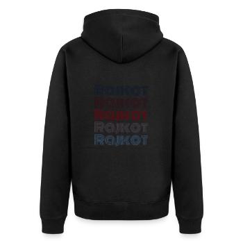Vintage India City - Rétro Rajkot - Veste à capuche bio Premium Unisexe - noir - Dos - Nico (187cm)