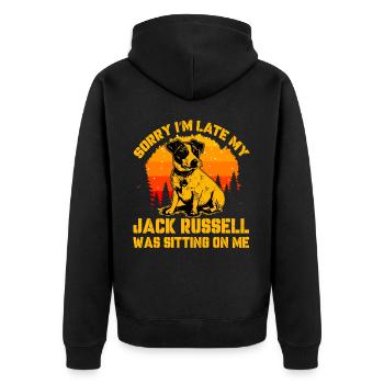 Désolé, je suis en retard, mon Jack Russell était assis sur moi - Veste à capuche bio Premium Unisexe - noir - Dos - Nico (187cm)