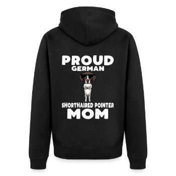 Deutsch Kurzhaar Hund Deutscher Kurzhaariger - Unisex Premium Bio Zip Hoodie - Schwarz - Hinten - Nico (187cm)