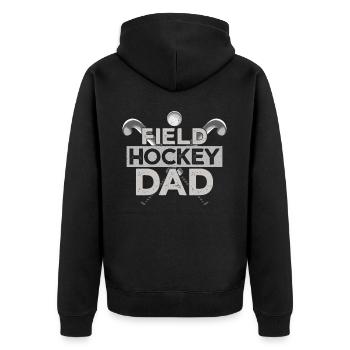 Field Hockey Dad Field Hockey Dad - Unisex Premium Bio Zip Hoodie - Schwarz - Hinten - Nico (187cm)
