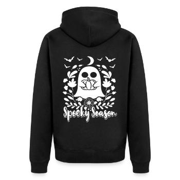 Niedliches Gespenst Halloween Gespenstische Saison - Unisex Premium Bio Zip Hoodie - Schwarz - Hinten - Nico (187cm)