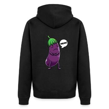 Aubergine Obst Und Gemüse - Unisex Premium Bio Zip Hoodie - Schwarz - Hinten - Nico (187cm)