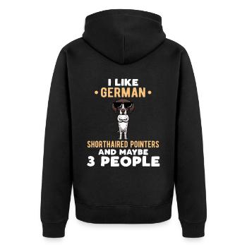 Deutsch Kurzhaar Hund Deutscher Kurzhaariger - Unisex Premium Bio Zip Hoodie - Schwarz - Hinten - Nico (187cm)