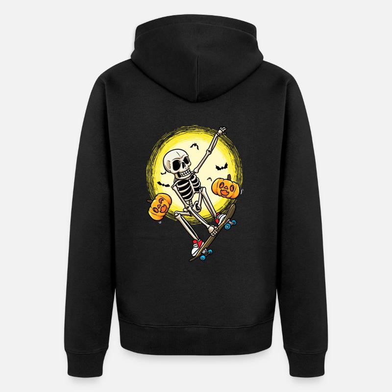 Halloween Skateboard Skeleton Skateboarder - Veste à capuche bio Premium Unisexe - noir