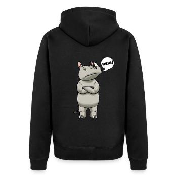 Rhinozeros Nashorn Stur Nein - Unisex Premium Bio Zip Hoodie - Schwarz - Hinten - Nico (187cm)