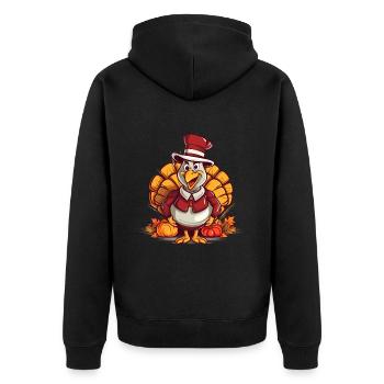 Dankbar Gesegnet Frohes Thanksgiving Erntedankfest - Unisex Premium Bio Zip Hoodie - Schwarz - Hinten - Nico (187cm)