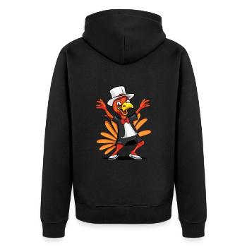 Dankbar Gesegnet Frohes Thanksgiving Erntedankfest - Unisex Premium Bio Zip Hoodie - Schwarz - Hinten - Nico (187cm)