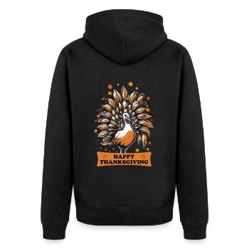 Dankbar Gesegnet Frohes Thanksgiving Erntedankfest - Unisex Premium Bio Zip Hoodie - Schwarz - Hinten - Nico (187cm)