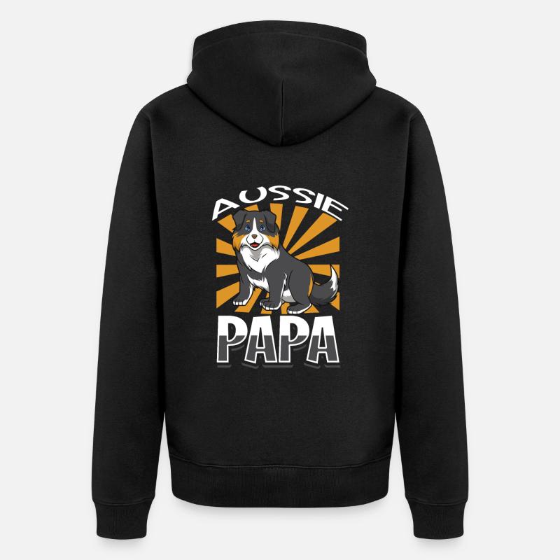 Aussie Papa - Australian Shepherd - Unisex Premium Bio Zip Hoodie - Schwarz