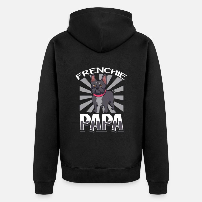 Frenchie Papa - Bouledogue français - Veste à capuche bio Premium Unisexe - noir