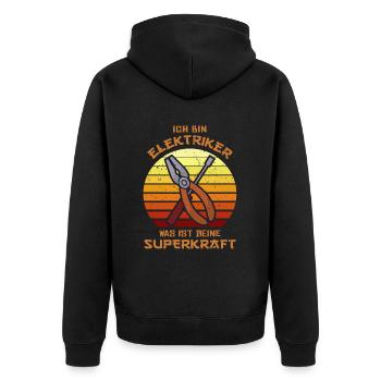 Superkraft Elektroinstallateur Elektroniker - Unisex Premium Bio Zip Hoodie - Schwarz - Hinten - Nico (187cm)