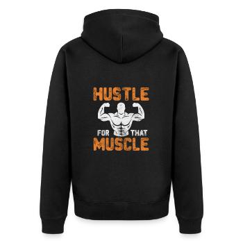 Bodybuilder - Unisex Premium Bio Zip Hoodie - Schwarz - Hinten - Nico (187cm)