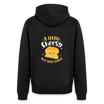 Käse Käsekuchen Essen Geschenk - Unisex Premium Bio Zip Hoodie - Schwarz - Hinten - Nico (187cm)