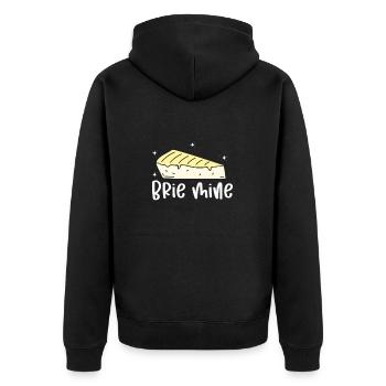 Käse Käsekuchen Essen Geschenk - Unisex Premium Bio Zip Hoodie - Schwarz - Hinten - Nico (187cm)