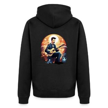 Gitarren E-Gitarren-Saiten E-Gitarre Musiker - Unisex Premium Bio Zip Hoodie - Schwarz - Hinten - Nico (187cm)