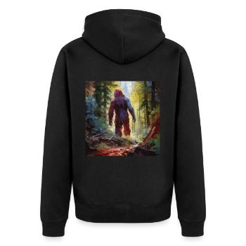 Gemälde Kunst Sasquatch Funny Graphic Acts - Unisex Premium Bio Zip Hoodie - Schwarz - Hinten - Nico (187cm)
