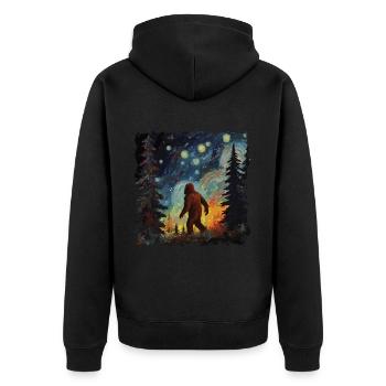Gemälde Kunst Sasquatch Funny Graphic Acts - Unisex Premium Bio Zip Hoodie - Schwarz - Hinten - Nico (187cm)