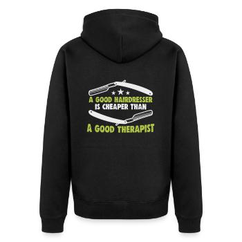 hairdresser, barber, hairdresser, hair salon - Unisex Premium Organic Zip Hoodie - black - Back - Nico (187cm)