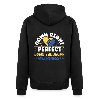 Down Syndrome Awareness Month Down - Unisex Premium Bio Zip Hoodie - Schwarz - Hinten - Nico (187cm)