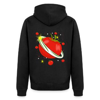 Tomates dans l’espace Tomate - Veste à capuche bio Premium Unisexe - noir - Dos - Nico (187cm)