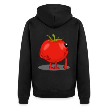 Tomatoes Reingeschaut Tomato - Unisex Premium Bio Zip Hoodie - Schwarz - Hinten - Nico (187cm)