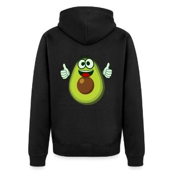 Avocado Happy Avocados - Unisex Premium Bio Zip Hoodie - Schwarz - Hinten - Nico (187cm)