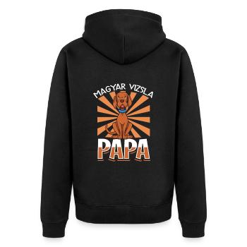Magyar Vizsla Papa - Magyar Vizsla - Unisex Premium Bio Zip Hoodie - Schwarz - Hinten - Nico (187cm)