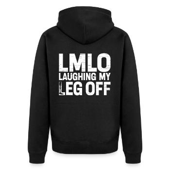 Funny prosthetic leg for amputees - Unisex Premium Organic Zip Hoodie - black - Back - Nico (187cm)