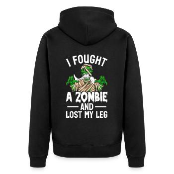 Beinprothese Amputierter - Unisex Premium Bio Zip Hoodie - Schwarz - Hinten - Nico (187cm)