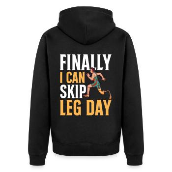 Funny prosthetic leg for amputees - Unisex Premium Organic Zip Hoodie - black - Back - Nico (187cm)