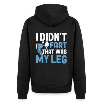 Funny prosthetic leg for amputees - Unisex Premium Organic Zip Hoodie - black - Back - Nico (187cm)