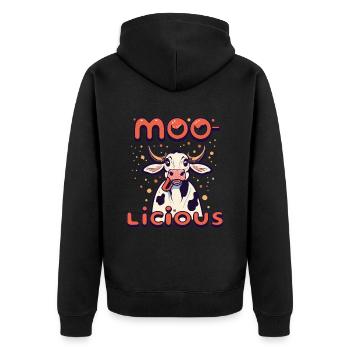 Kuh Kühe Moo-Licious Landwirt Kuhkopf - Unisex Premium Bio Zip Hoodie - Schwarz - Hinten - Nico (187cm)