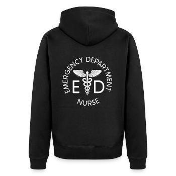 Nurse Cool Emergency Nurse - Unisex Premium Organic Zip Hoodie - black - Back - Nico (187cm)