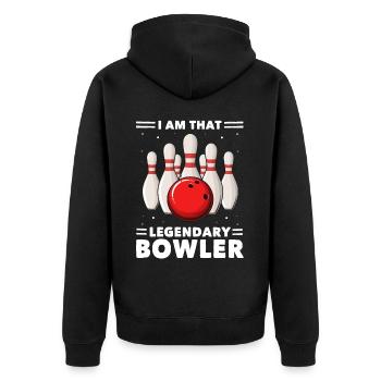 Bowling Bowling Ball Bowler - Unisex Premium Organic Zip Hoodie - black - Back - Nico (187cm)