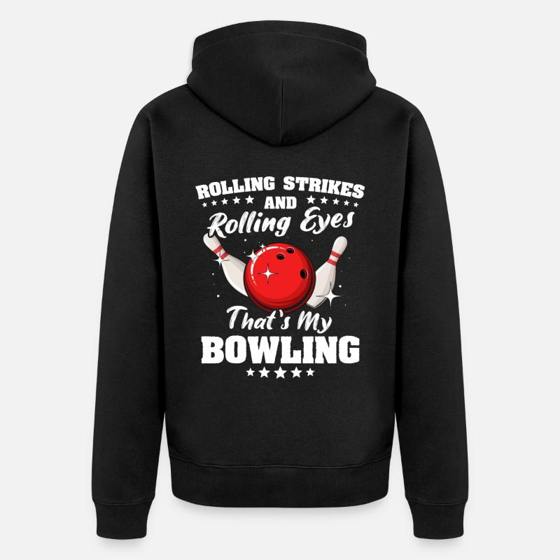 Bowling Bowler - Unisex Premium Bio Zip Hoodie - Schwarz