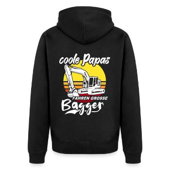 Baggerfahrer Papa - Unisex Premium Bio Zip Hoodie - Schwarz - Hinten - Nico (187cm)