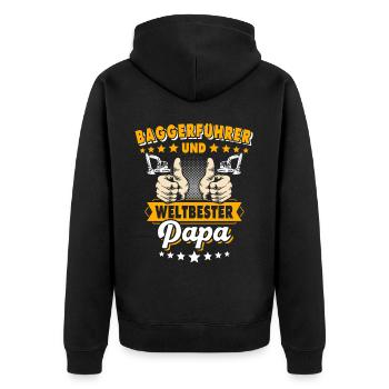 Baggerfahrer Papa - Unisex Premium Bio Zip Hoodie - Schwarz - Hinten - Nico (187cm)