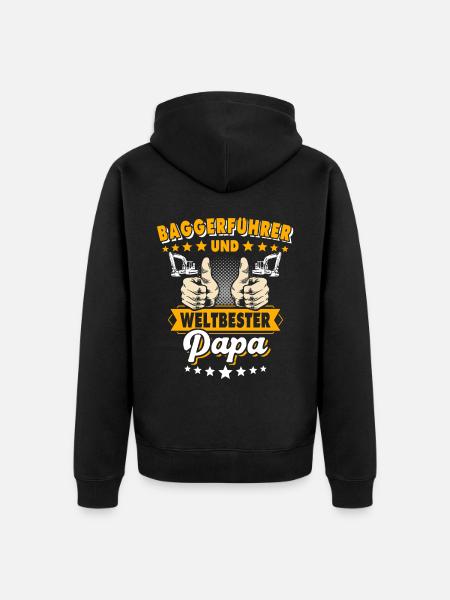 Baggerfahrer Papa - Unisex Premium Bio Zip Hoodie - Schwarz