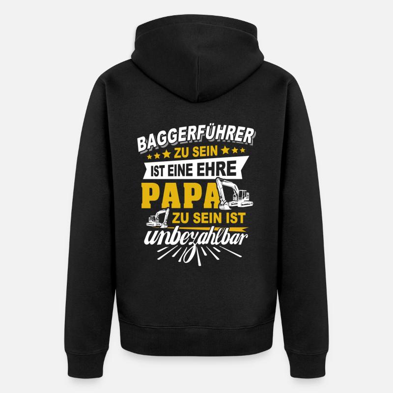 Baggerfahrer Papa - Unisex Premium Bio Zip Hoodie - Schwarz