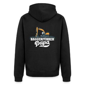 Baggerfahrer Papa - Unisex Premium Bio Zip Hoodie - Schwarz - Hinten - Nico (187cm)