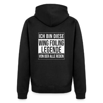Wingfoil-Surfer Wingfoiling-Board - Unisex Premium Bio Zip Hoodie - Schwarz - Hinten - Nico (187cm)