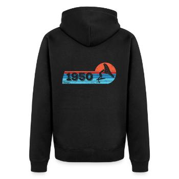 Wingfoil-Surfer Geburtstag Jahrgang 1950 geboren - Unisex Premium Bio Zip Hoodie - Schwarz - Hinten - Nico (187cm)
