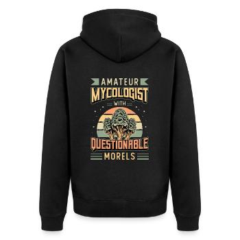 Mushroom Hunting Amateur Mycologist With Morels - Unisex Premium Organic Zip Hoodie - black - Back - Nico (187cm)