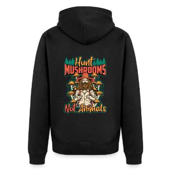 Mushroom Hunting Hunt Mushrooms Not Animals Morels - Unisex Premium Organic Zip Hoodie - black - Back - Nico (187cm)
