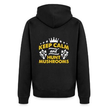 Mushroom Hunting Keep Calm And Hunt Mushroom Morel - Unisex Premium Organic Zip Hoodie - black - Back - Nico (187cm)