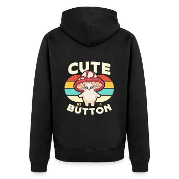 Mushroom Hunting Cute As A Button Retro Mycologist - Unisex Premium Organic Zip Hoodie - black - Back - Nico (187cm)